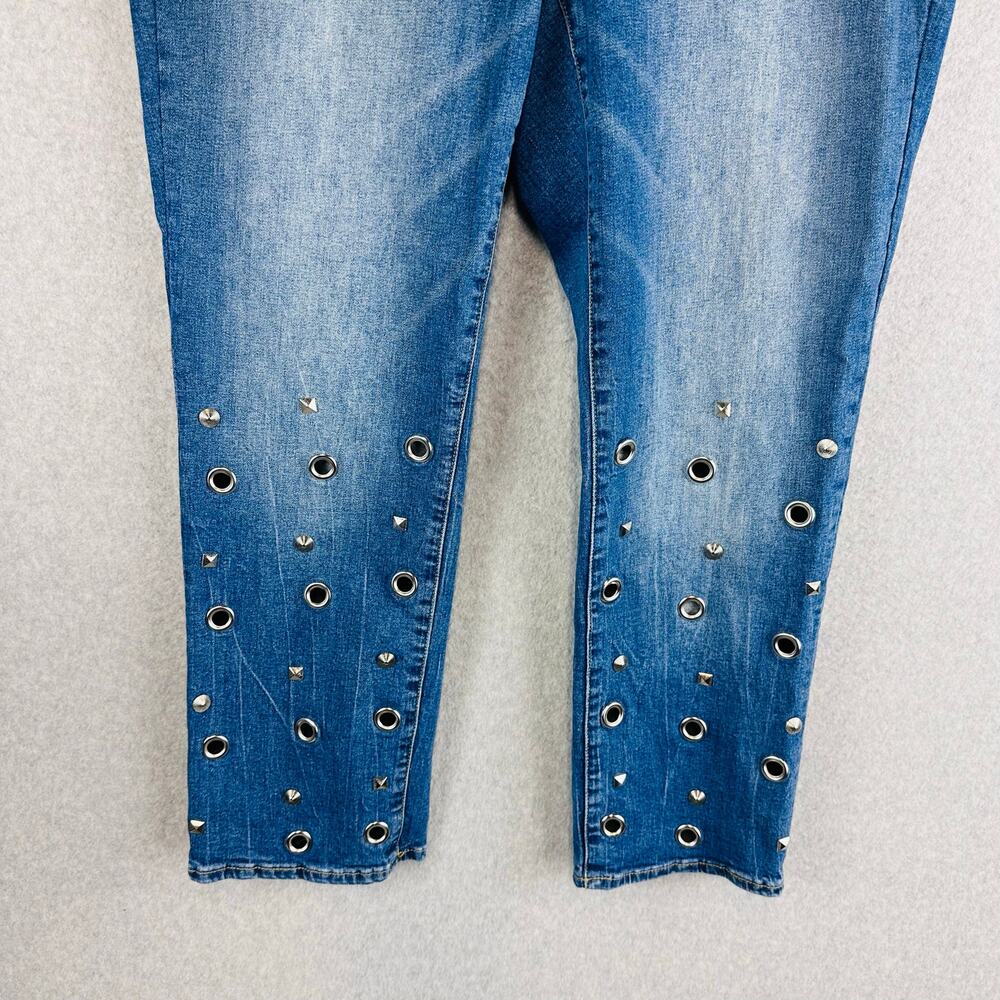 Seven7 Womans Sz 16W Jeans High Rise Straight Crop Denim Stretch Rivets Stud - Picture 3 of 10
